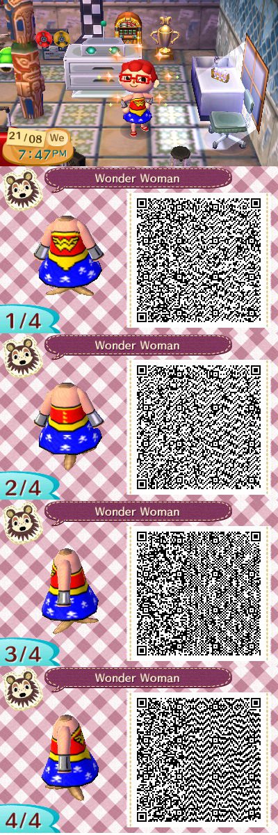 Animal Crossing New Leaf Wonder Woman Dress Pattern
