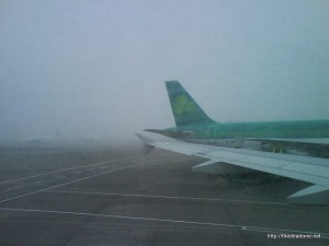 The weather before we left: foggy, cold and raining! :(